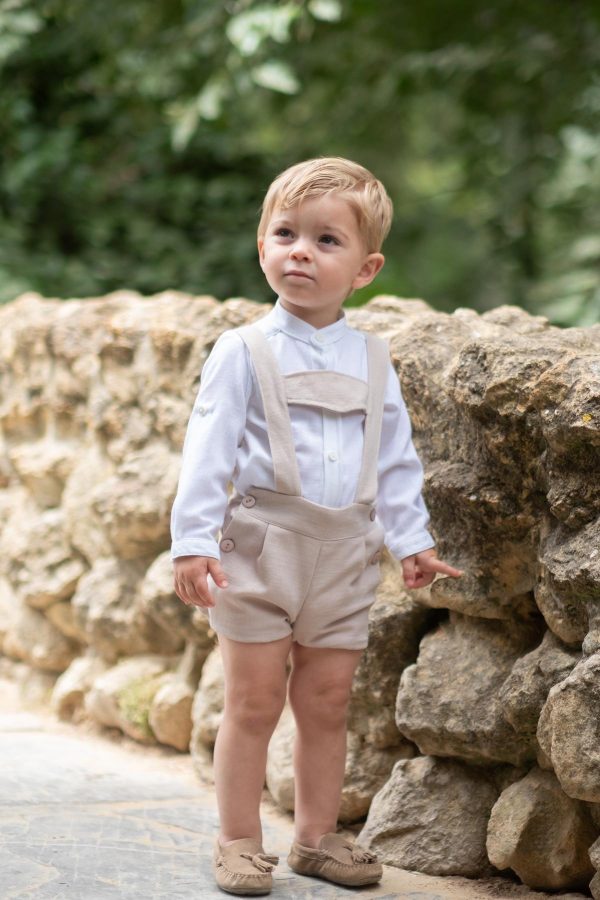 CONJUNTO DE CEREMONIA BEBÉ NIÑO NEKENIA DE PETO BEIGE - Imagen 2