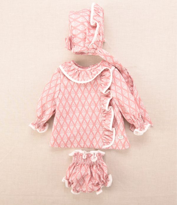 VESTIDO CON BRAGUITA Y CAPOTA ROSA JOSÉ VARÓN - Imagen 3