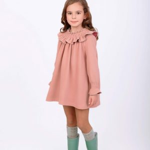 VESTIDO ROSA PUNTO CUELLO ENGOMADO