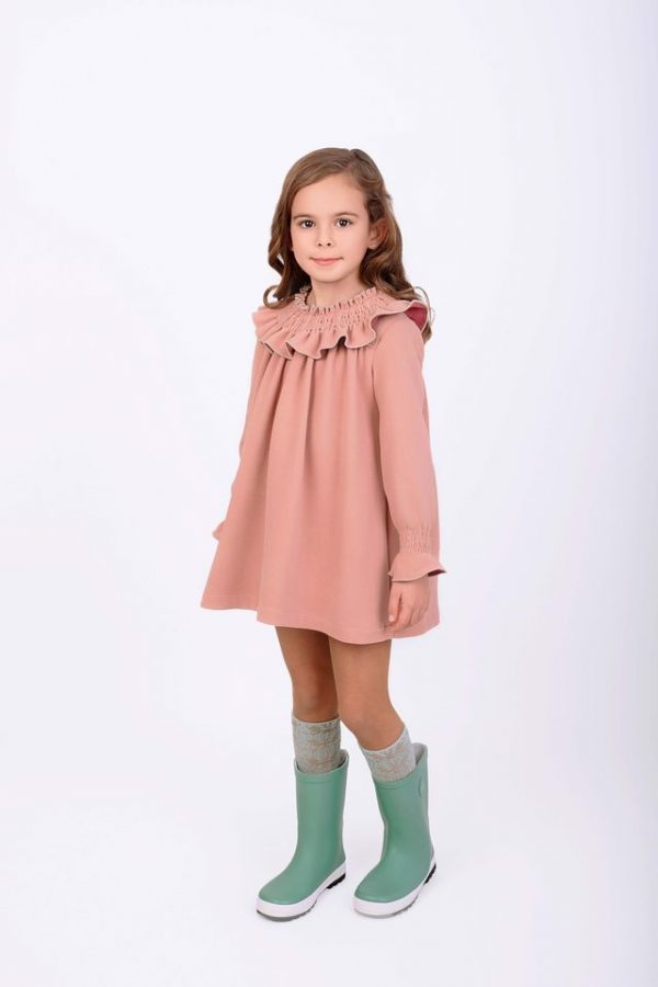 VESTIDO ROSA PUNTO CUELLO ENGOMADO