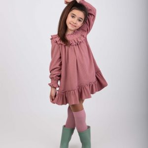 VESTIDO PANA ROSA CUELLO ENGOMADO