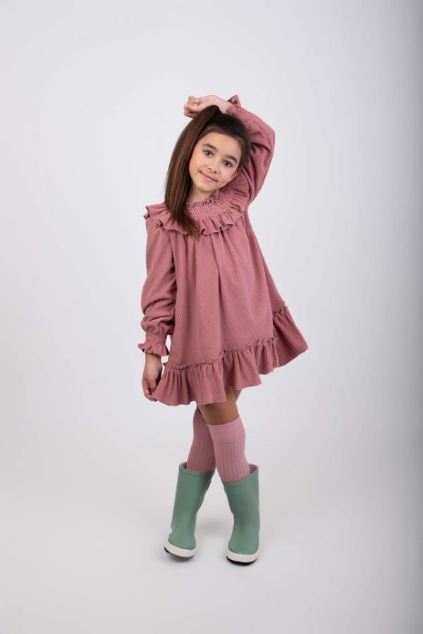 VESTIDO PANA ROSA CUELLO ENGOMADO
