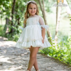 VESTIDO CEREMONIA VERDE EMPOLVADO COLECCIÓN VIOLETTE