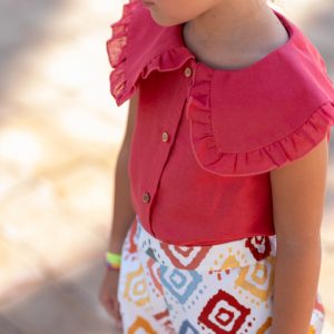 BLUSA LINO ROJO ENVEJECIDO JOSÉ VARÓN