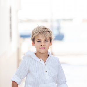 Camisa Infantil Con Capucha Lino Blanco