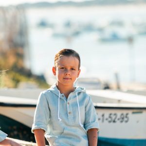 Camisa Infantil Con Capucha Lino Verde