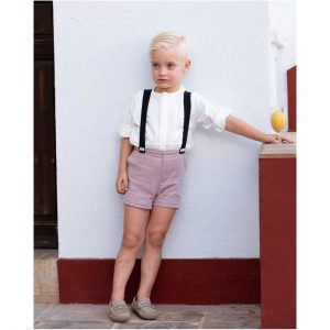 Conjunto pantalón corto lino rosa y camisa