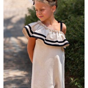 Mono Niña Color Arena Ribete Negro