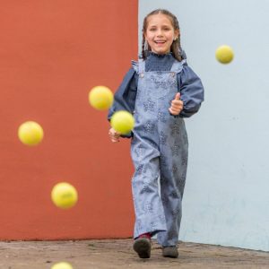 Peto largo denim estrellas niña