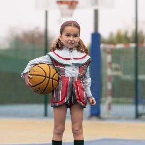 Peto Falda Rana Rayas Verdes con Blusa Niña