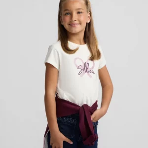 Camiseta niña Silbon raqueta crudo