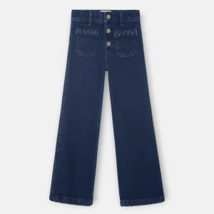 Pantalón Niña Bolsillo Trenza Denim Oscuro Silbon