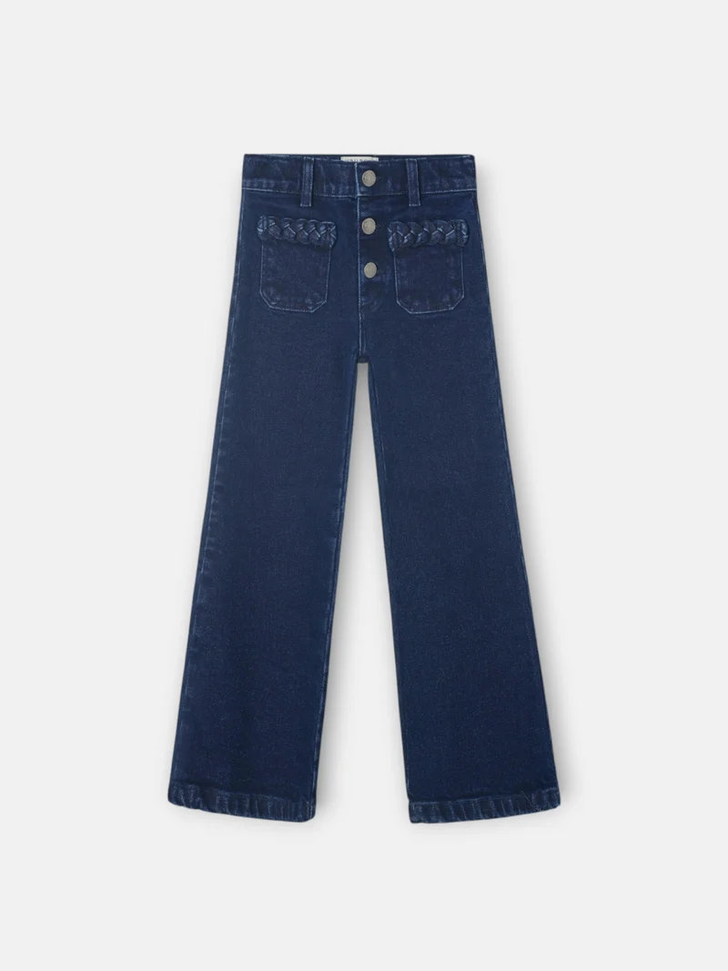 Pantalón Niña Bolsillo Trenza Denim Oscuro Silbon