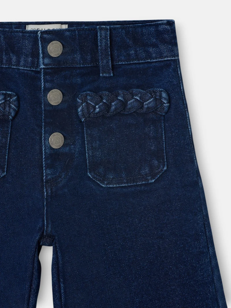 Pantalón Niña Bolsillo Trenza Denim Oscuro Silbon - Imagen 3