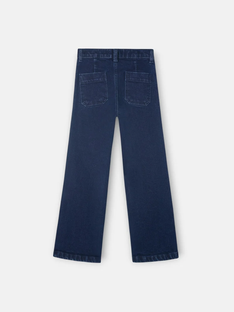 Pantalón Niña Bolsillo Trenza Denim Oscuro Silbon - Imagen 2
