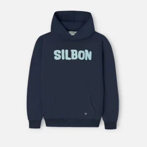 Sudadera Capucha Logo Contraste Azul Marino Silbon