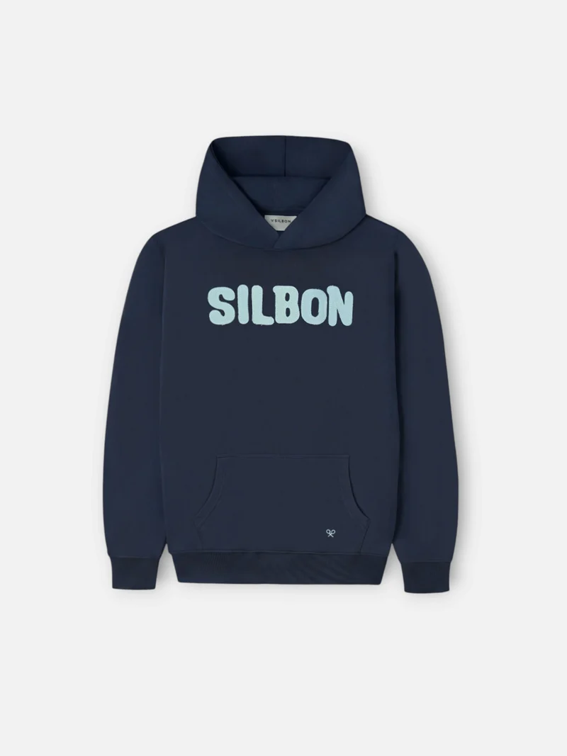 Sudadera Capucha Logo Contraste Azul Marino Silbon