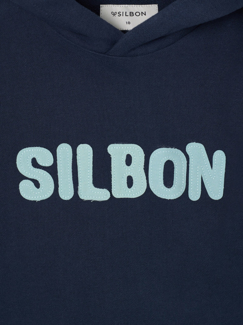 Sudadera Capucha Logo Contraste Azul Marino Silbon - Imagen 2