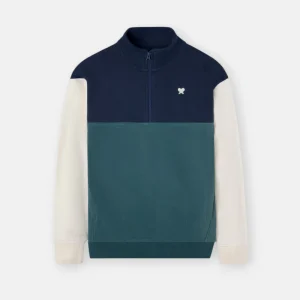 Sudadera Cremallera Bloques Verde Silbon